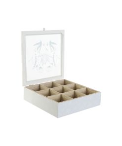 Scatola per Infusioni DKD Home Decor Azzurro Bianco Verde Lilla Metallo Cristallo Legno MDF (3 Unità)