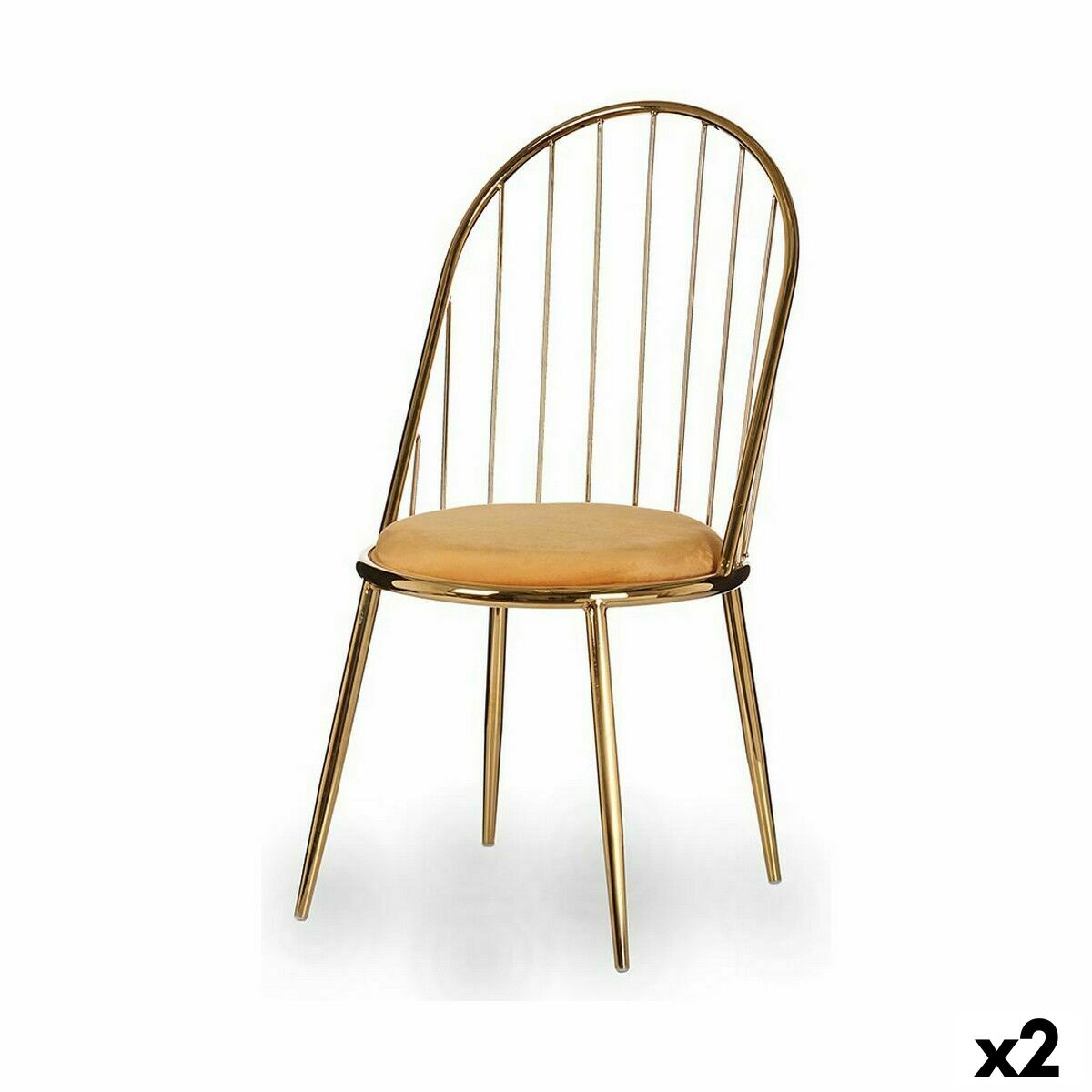 Sedia Gift Decor Dorato Senape Poliestere Ferro 48 x 95,5 x 48 cm Barre (2 Unità)