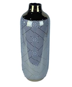 Vaso DKD Home Decor Porcellana Dorato Bianco Orientale (16 x 16 x 42 cm)