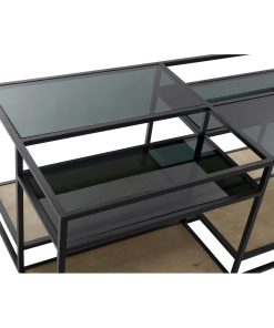 Tavolino da Caffè DKD Home Decor 8424001787234 Nero Multicolore Naturale Legno Metallo Specchio 120 x 60 x 50 cm