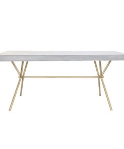 Tavolo da Pranzo DKD Home Decor Grigio Dorato Bianco Ottone Legno di mango (180 x 90 x 76 cm)