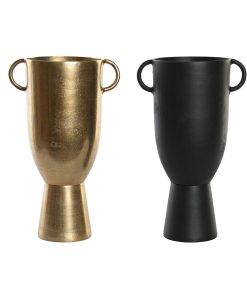 Vaso DKD Home Decor 25 x 18 x 41 cm Nero Dorato Alluminio Moderno (2 Unità)