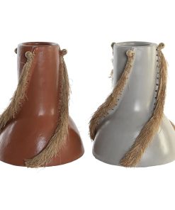 Vaso DKD Home Decor Grigio Terracotta 26 x 26 x 30 cm (2 Unità)