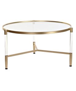 Tavolino da Caffè DKD Home Decor Glamour Trasparente Dorato Acrilico Metallo 87 x 87 x 50 cm