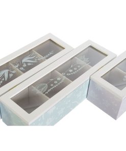 Scatola per Infusioni DKD Home Decor Azzurro Verde Lilla Cristallo Legno MDF (3 Unità)