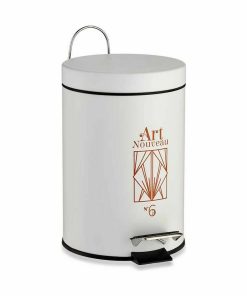 Cestino a pedale Berilo Art Nouveau Bianco Bronce Acciaio Plastica 3 L (6 Unità)