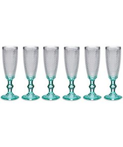 Calice da champagne Vivalto Trasparente Turchese Vetro 185 ml Punti (6 Unità)