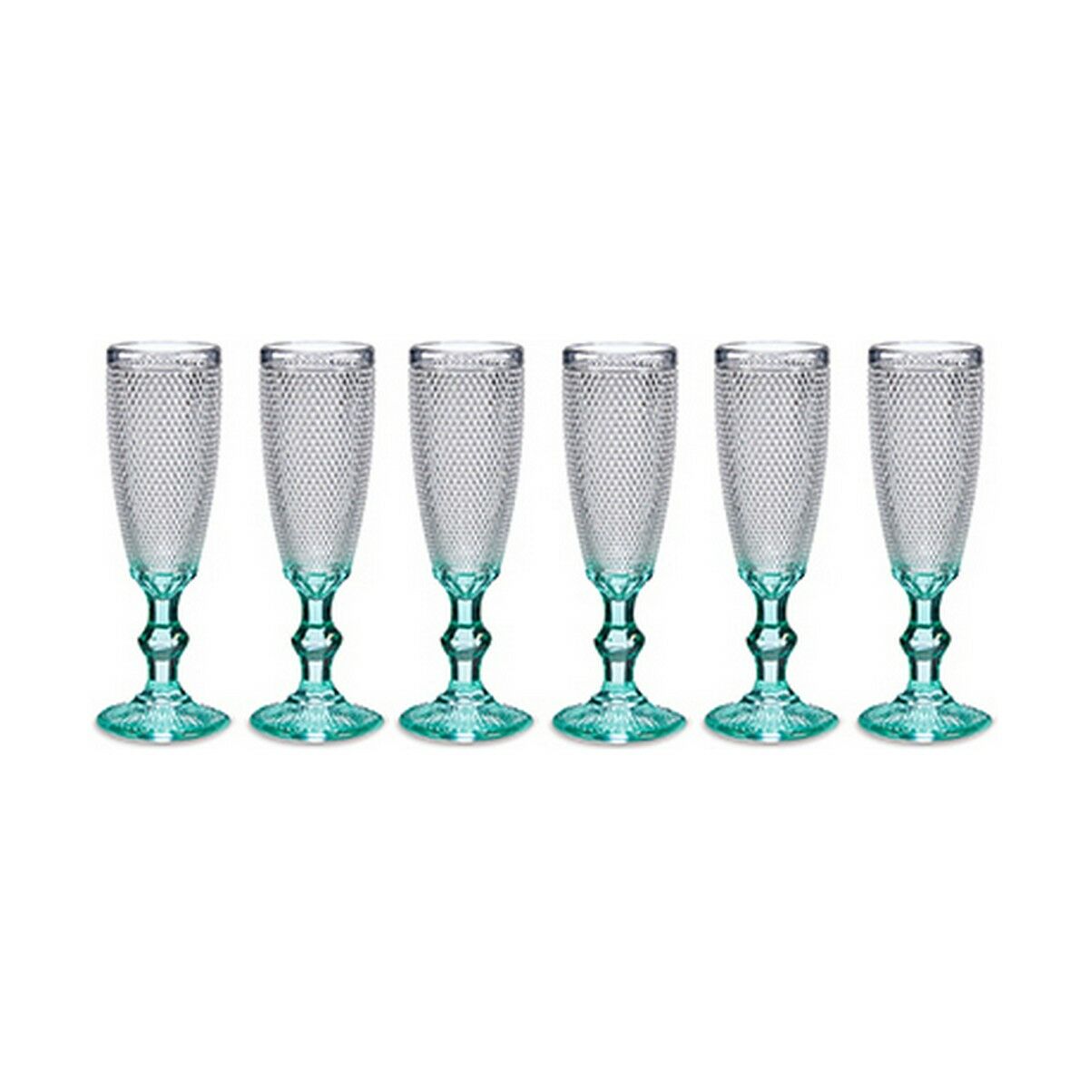 Calice da champagne Vivalto Trasparente Turchese Vetro 185 ml Punti (6 Unità)