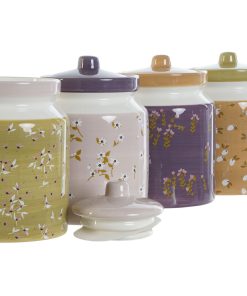 Barattolo DKD Home Decor Verde Rosa Senape Lilla Dolomite Shabby Chic 1 L 12 x 12 x 16 cm (4 Unità)