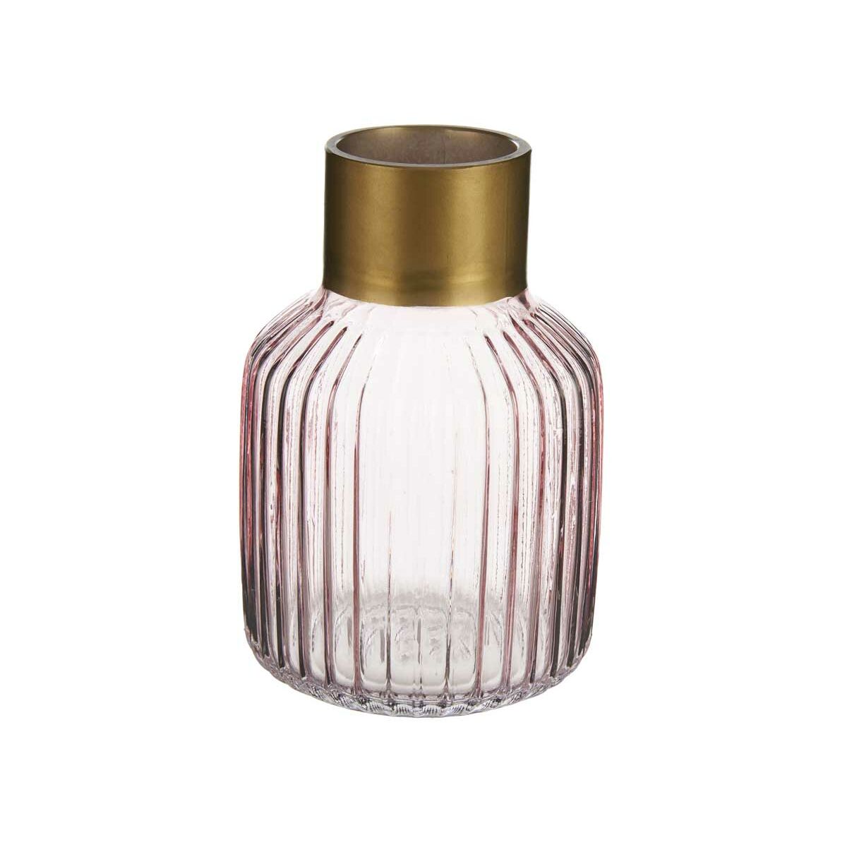 Vaso Gift Decor Rosa Dorato Vetro Righe 12 x 18 x 12 cm (6 Unità) - Image 3