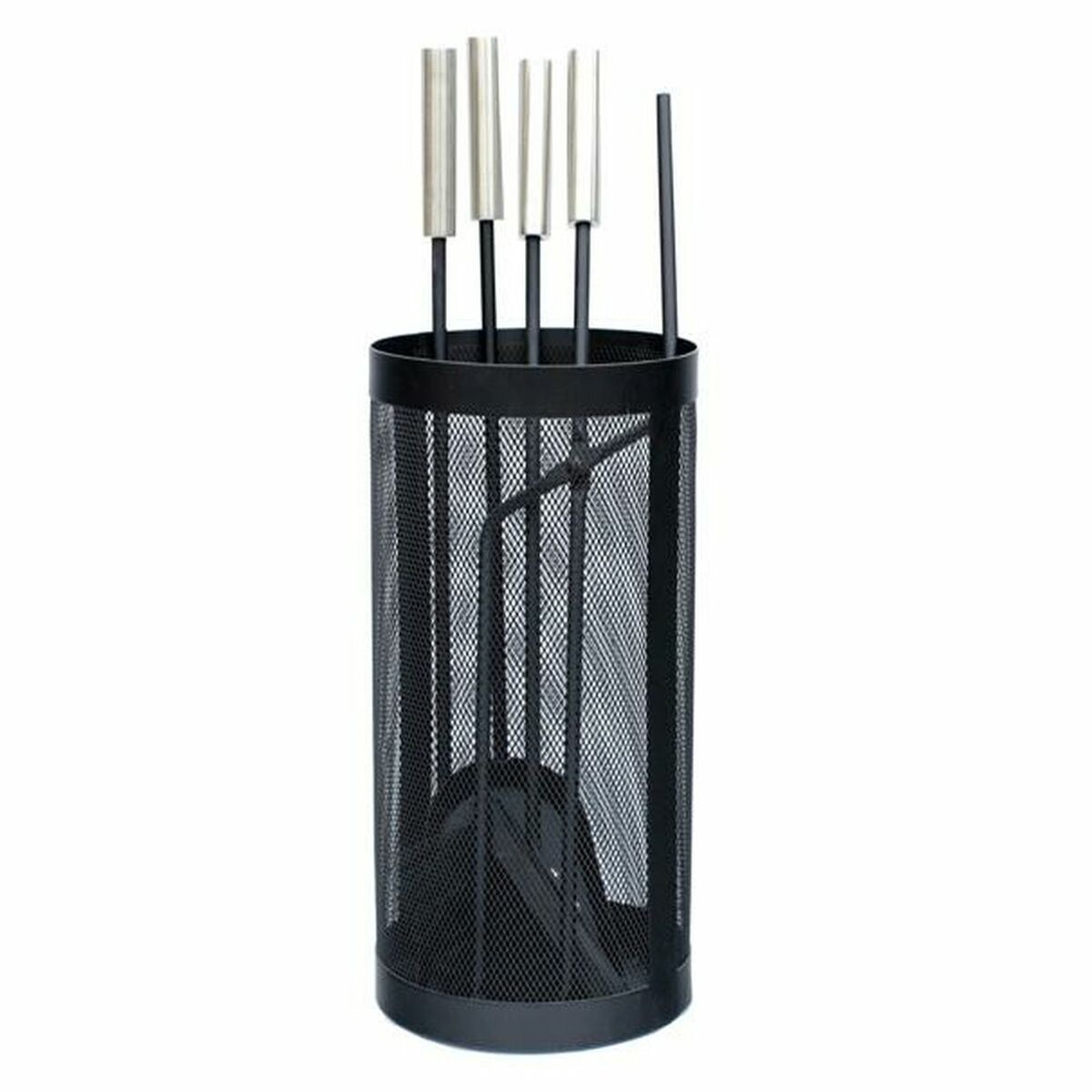 Utensili da Camino DKD Home Decor Nero Acciaio inossidabile Acciaio 11 x 2 x 51 cm (4 Pezzi)