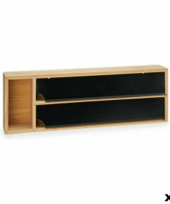 Dispenser di carta Kinvara Nero Naturale Bambù Acciaio inossidabile 40 x 7 x 13 cm Doppia (8 Unità)