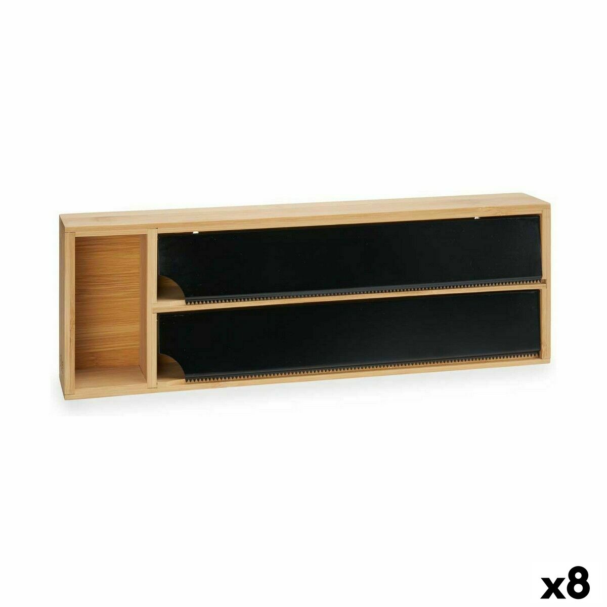 Dispenser di carta Kinvara JWKW-5153 (2) Nero Naturale Bambù Acciaio inossidabile 40 x 7 x 13 cm Doppia (8 Unità)
