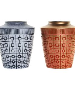 Vaso DKD Home Decor 8424001822065 Azzurro Rosso Resina Dorato Orientale 17 x 17 x 20 cm (2 Unità)