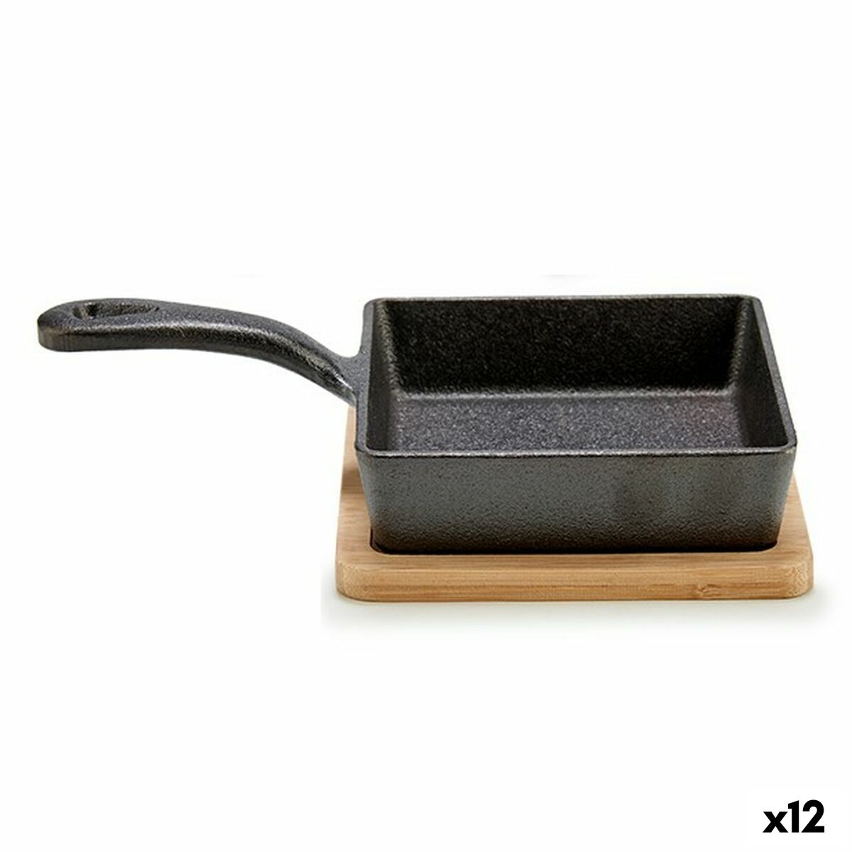 Padella per Servire Aperitivi Kinvara Marrone Grigio Legno 23,7 x 6,3 x 14 cm 14 x 6,3 x 23,7 cm Padella (12 Unità)
