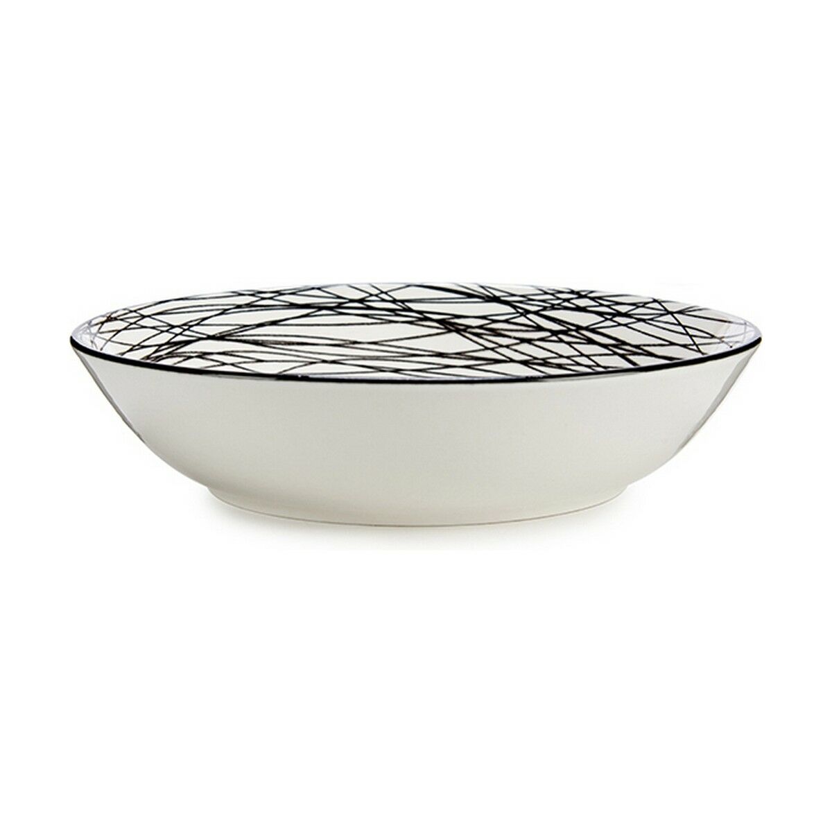 Piatto Fondo Vessia Bianco Nero Porcellana Righe 20 x 4,7 x 20 cm (6 Unità)
