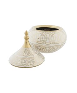 Vaso DKD Home Decor Bianco Dorato Porcellana Orientale Cromato 18 x 18 x 22 cm