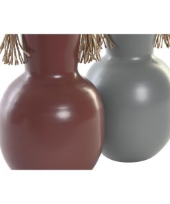 Vaso DKD Home Decor 14 x 13 x 24 cm Grigio Metallo Terracotta (2 Unità)