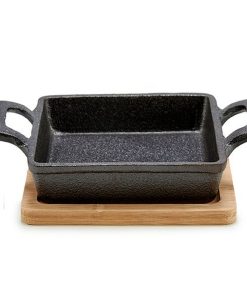 Casseruola per Servire le Tapas Kinvara Marrone Nero Legno Bambù Ferro 19 x 5 x 14 cm 14 x 5 x 18,5 cm (12 Unità)