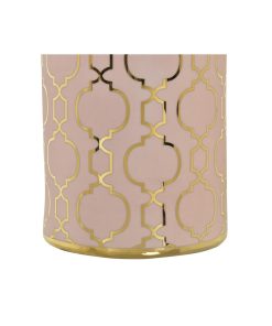 Vaso DKD Home Decor 13,5 x 13,5 x 36 cm Porcellana Rosa Dorato Orientale Cromato