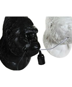 Lampada da Parete DKD Home Decor 23 x 19 x 32 cm Nero Bianco Resina 220 V 50 W Gorilla Moderno (2 Unità)