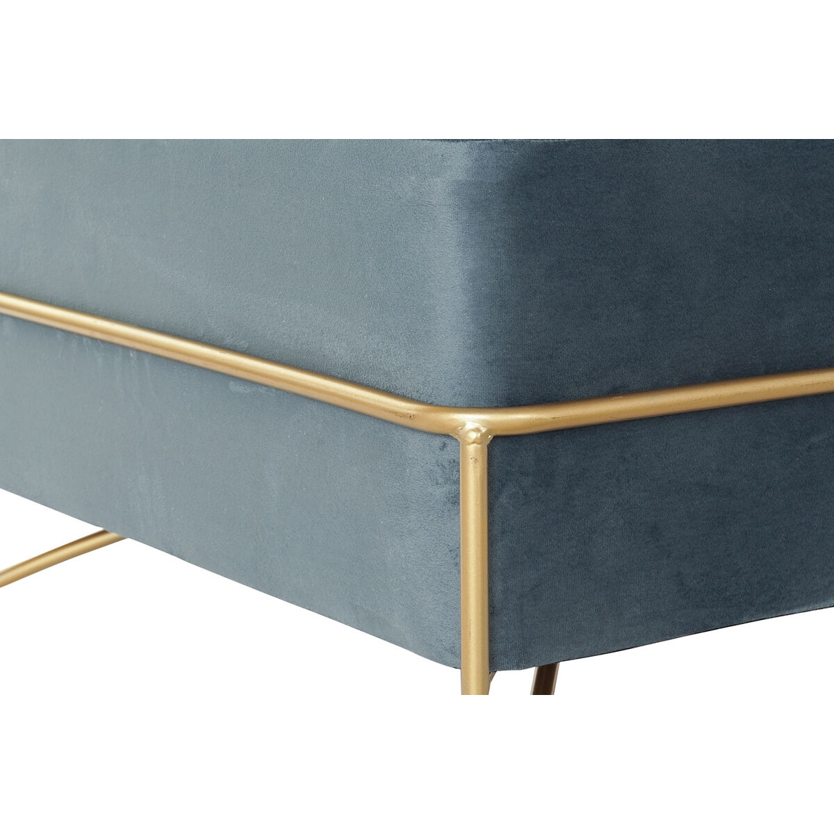 Panca DKD Home Decor Schiuma Azzurro Dorato Metallo Poliestere Velluto Legno MDF (80 x 80 x 42 cm)
