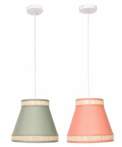 Lampadario DKD Home Decor 30 x 30 x 28 cm Naturale Arancio Verde Rattan 28 x 28 x 28 cm 50 W (2 Unità)