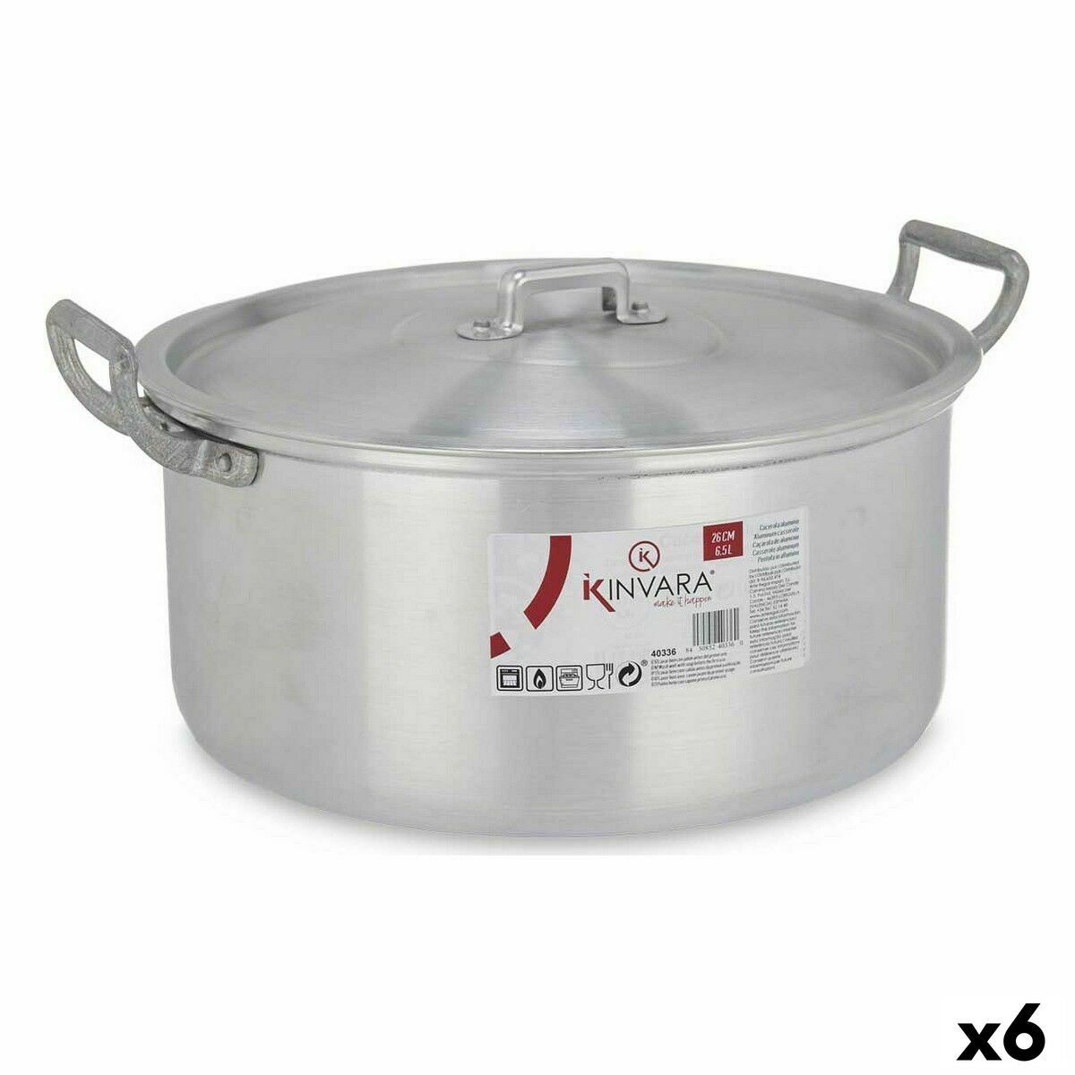 Casseruola con coperchio Kinvara Argentato 6,5 L 35 x 16 x 28 cm (6 Unità)