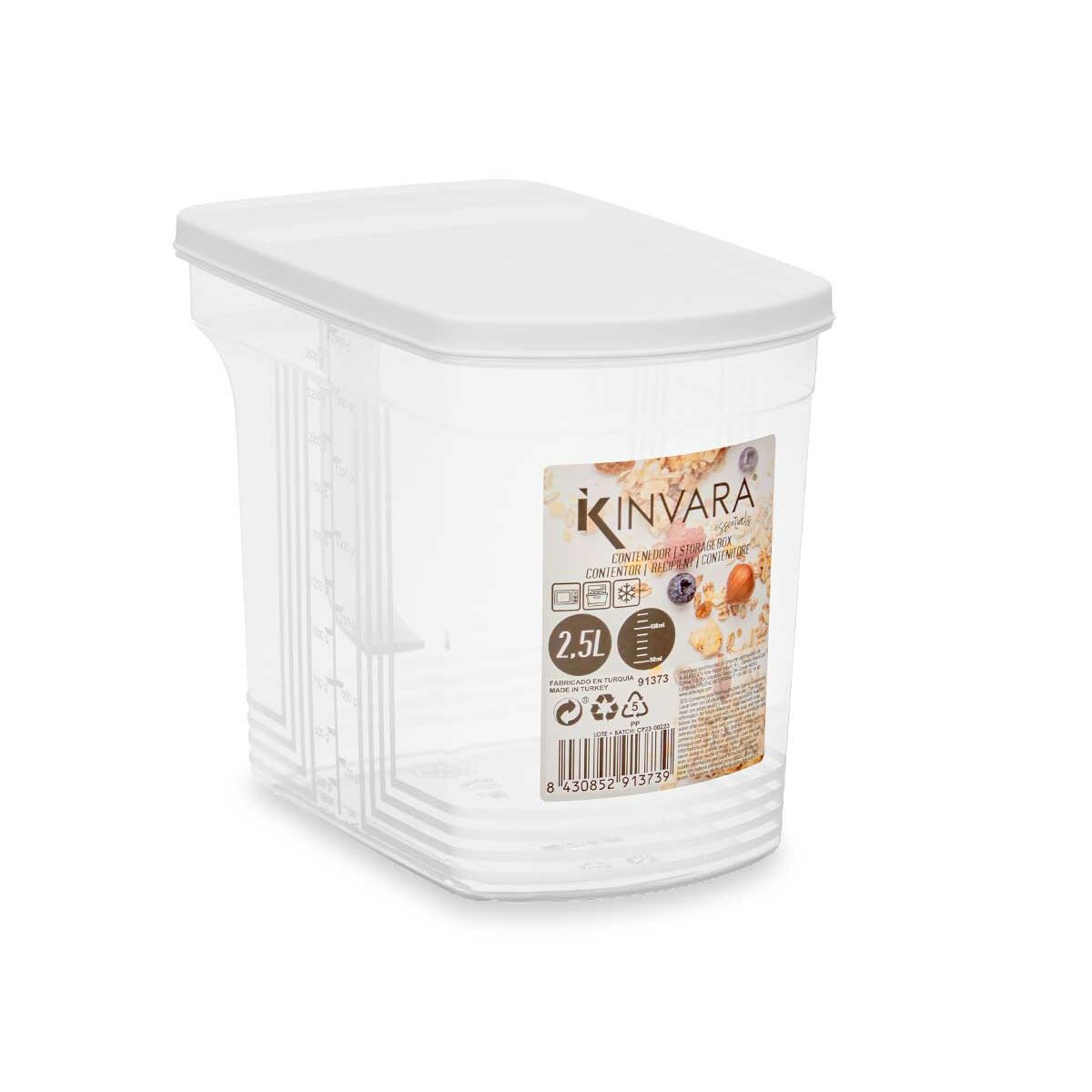 Contenitore per Conservare gli Alimenti Kinvara Grigio Trasparente 2,5 L 20,5 x 17 x 13 cm (24 Unità) - Image 3