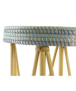 Poggiapiedi DKD Home Decor Naturale Turchese Bianco Rattan Tropicale Erba di mare (41 x 41 x 42 cm)
