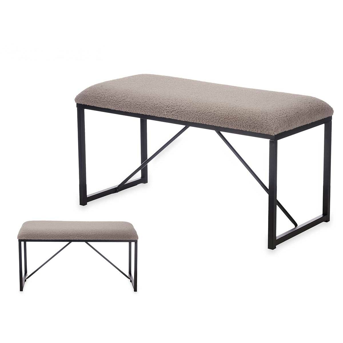Panca Gift Decor Marrone Metallo Stoffa 81 x 42 x 38 cm