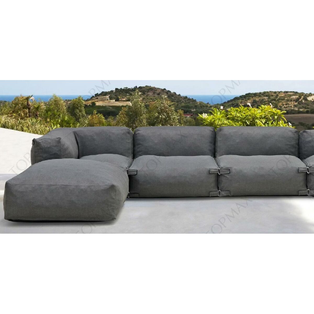 Puff Home ESPRIT Grigio 87 x 87 x 32 cm - Image 4