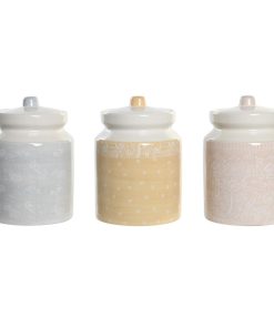 Barattolo DKD Home Decor 12 x 12 x 16 cm Azzurro Rosa Giallo Dolomite Shabby Chic (3 Unità)
