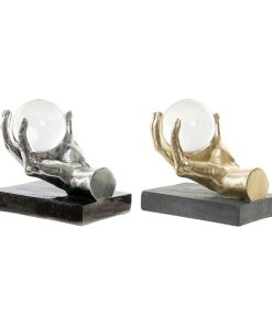 Statua Decorativa DKD Home Decor Dorato Argentato Mano 50 ml 20 x 14 x 18 cm (2 Unità)