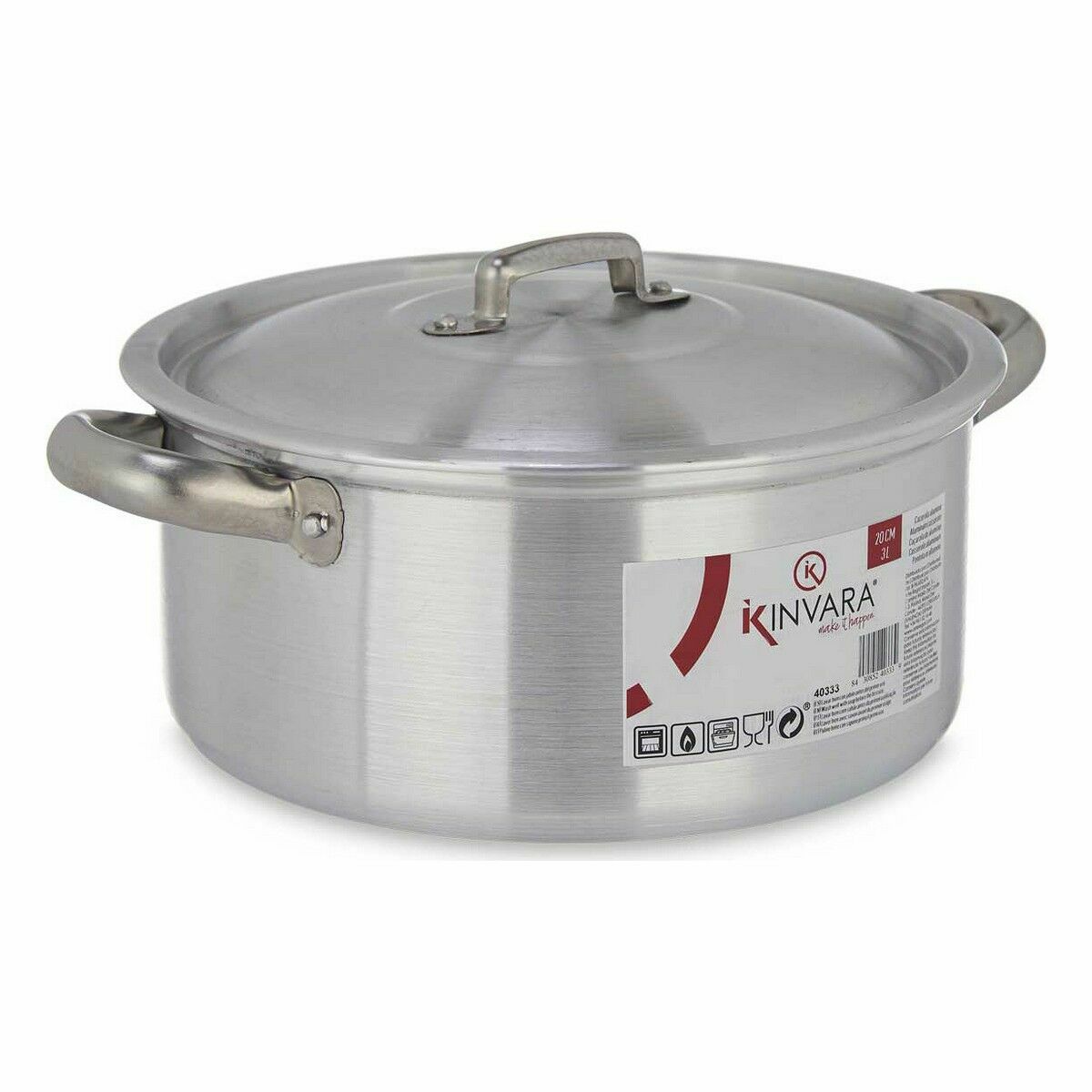 Casseruola con coperchio Kinvara Argentato 3 L 28 x 12,5 x 22 cm (10 Unità)