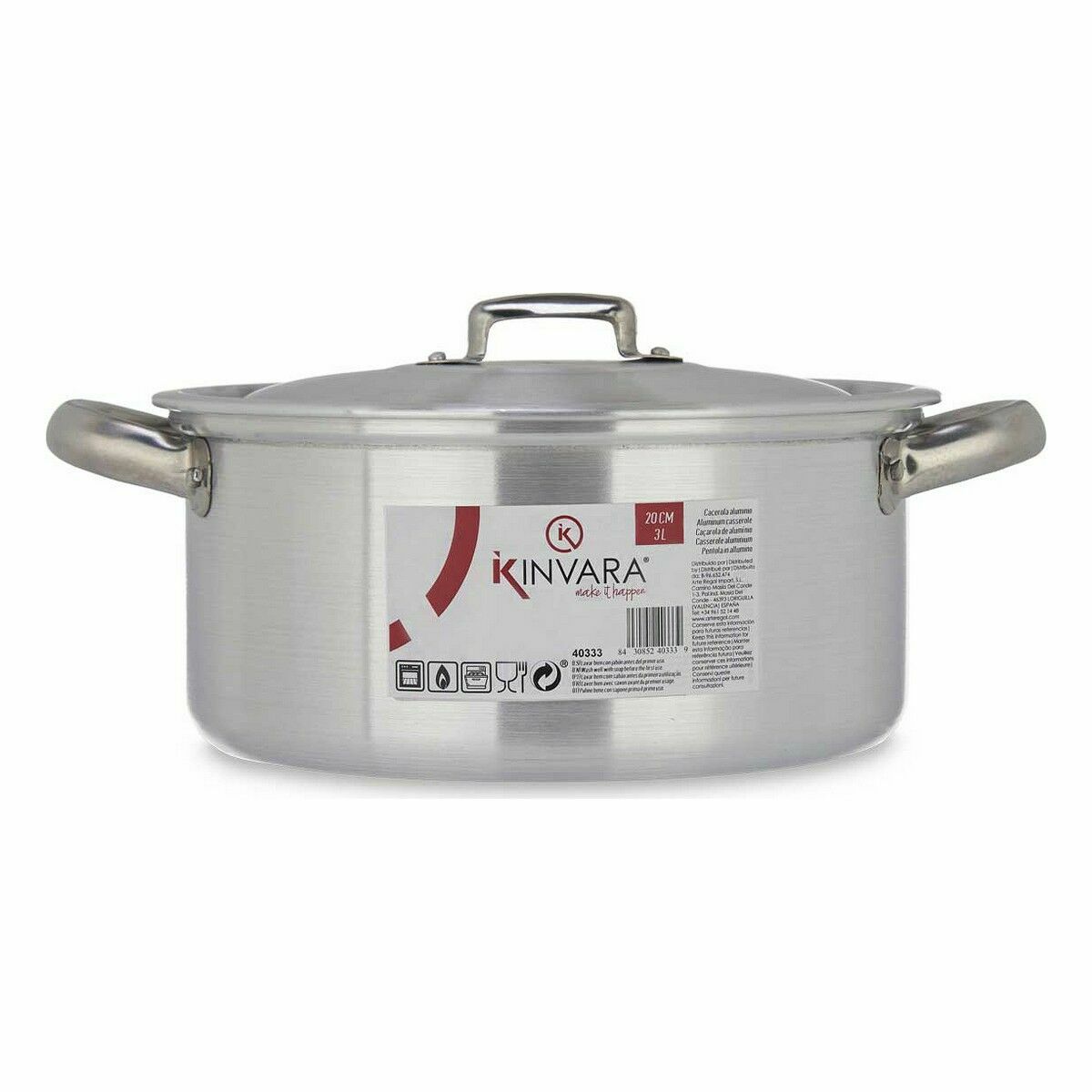 Casseruola con coperchio Kinvara Argentato 3 L 28 x 12,5 x 22 cm (10 Unità) - Image 3