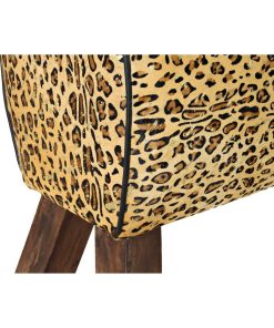 Poggiapiedi DKD Home Decor Nero Legno Marrone Pelle Leopardo (67 x 30 x 51 cm)