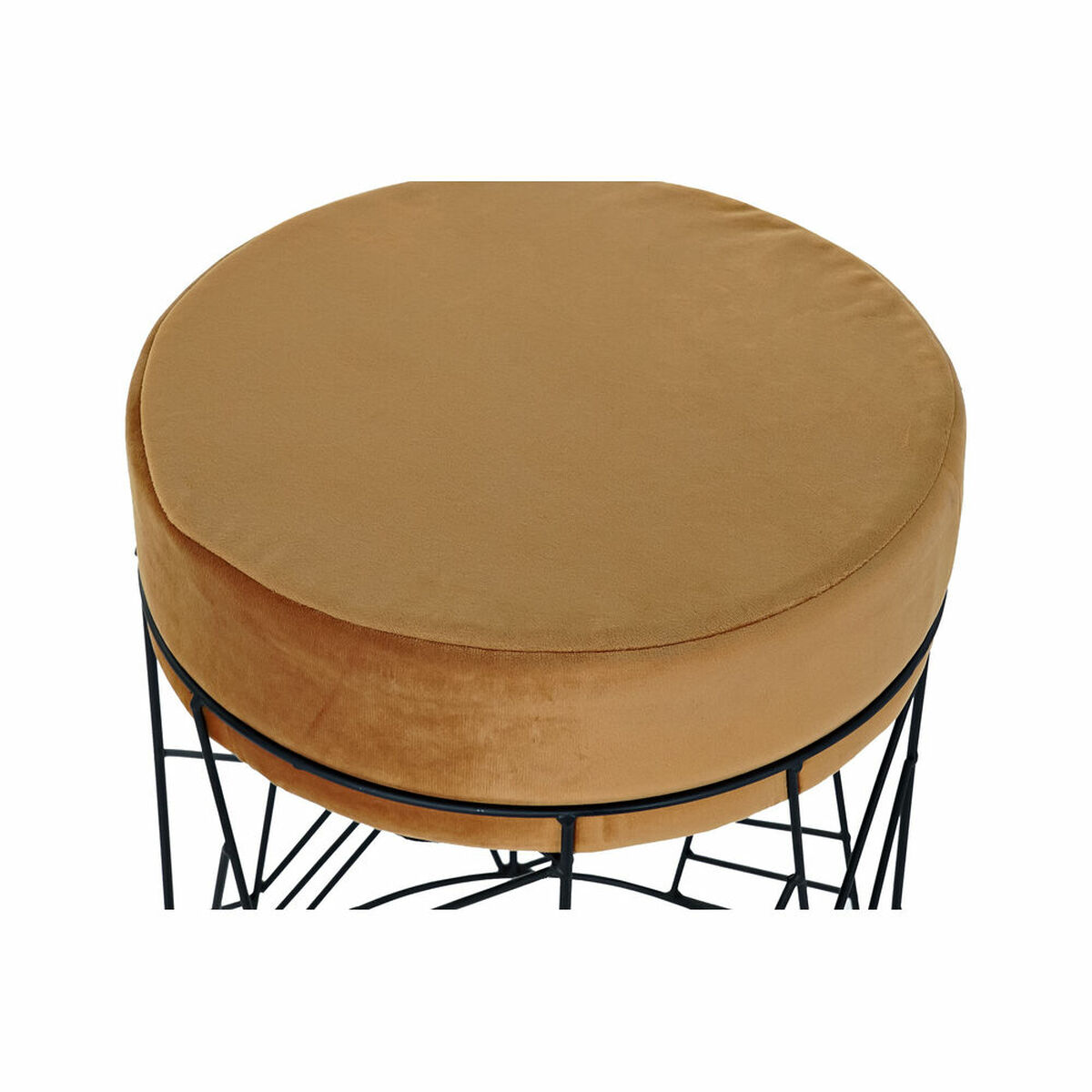 Poggiapiedi DKD Home Decor Nero Metallo Poliestere Terracotta (33 x 33 x 42 cm) - Image 2