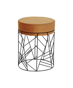 Poggiapiedi DKD Home Decor Nero Metallo Poliestere Terracotta (33 x 33 x 42 cm)