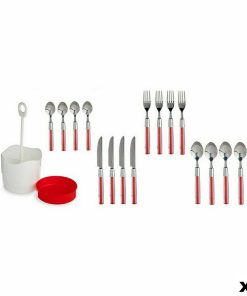 Set di Posate Kinvara Rosso Acciaio inossidabile Plastica (8 Unità)