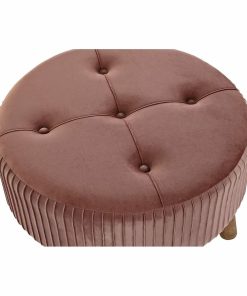 Poggiapiedi DKD Home Decor Naturale Legno Velluto Rosa chiaro (61 x 61 x 38 cm)