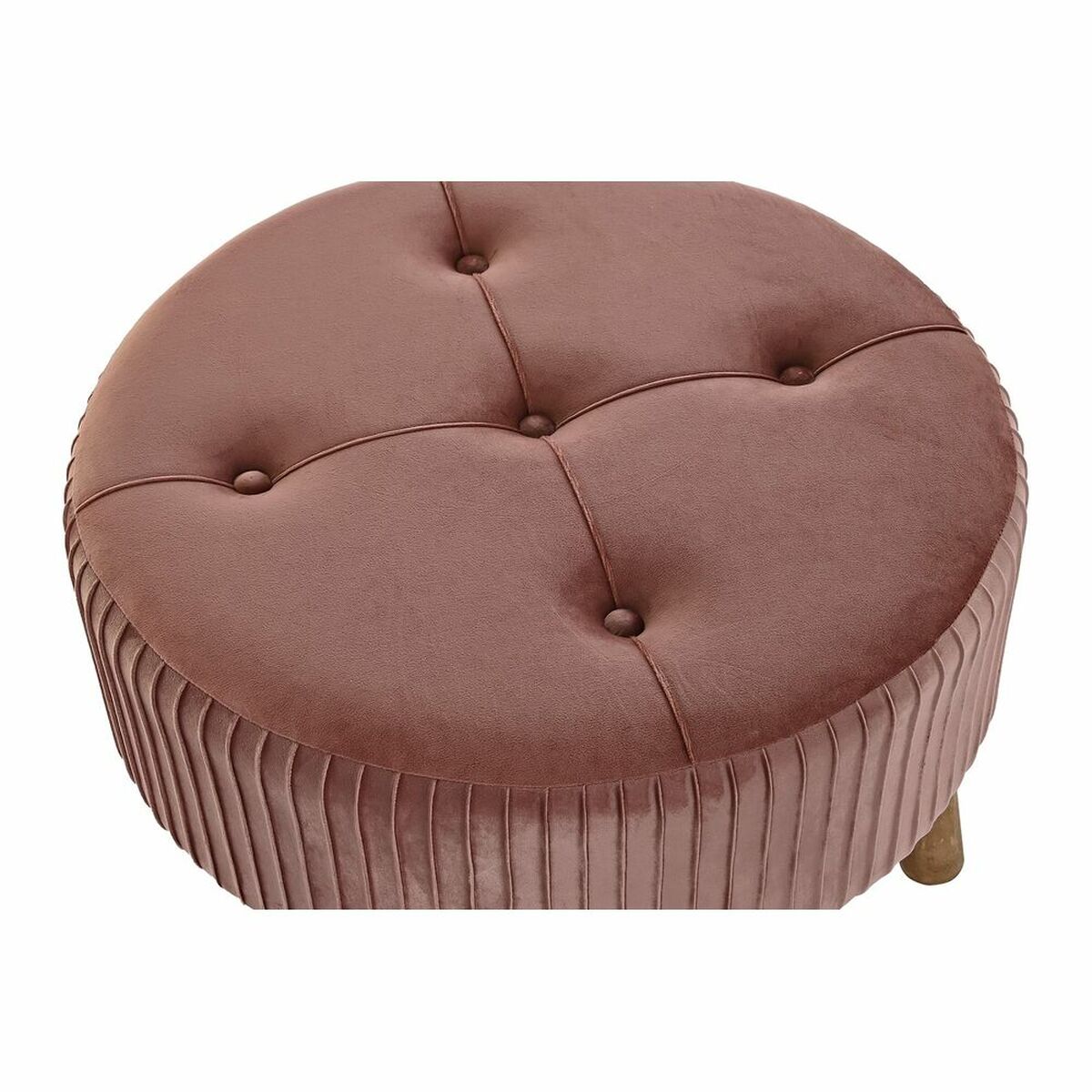Poggiapiedi DKD Home Decor Naturale Legno Velluto Rosa chiaro (61 x 61 x 38 cm)