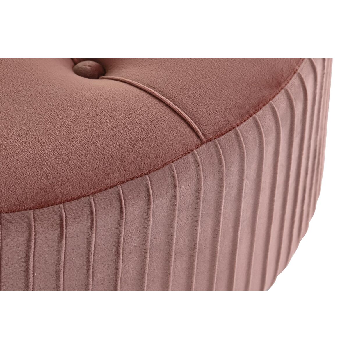 Poggiapiedi DKD Home Decor Naturale Legno Velluto Rosa chiaro (61 x 61 x 38 cm) - Image 3