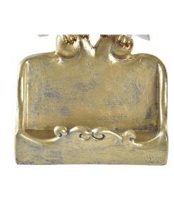 Statua Decorativa DKD Home Decor Bianco Dorato Gufi 10 x 8 x 7 cm