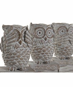 Statua Decorativa DKD Home Decor Bianco Gufo Decapaggio 11 x 11 x 20 cm (3 Unità)