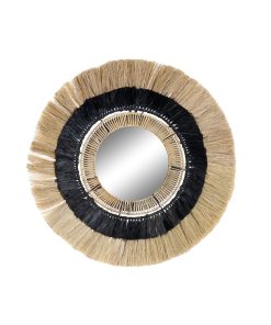 Specchio da parete DKD Home Decor Nero Naturale Coloniale 55 x 7 x 55 cm