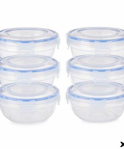 Set di scatole porta pranzo Leknes Azzurro Trasparente polipropilene Plastica 800 ml Ermetico (8 Unità)