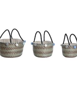 Set di Cestini DKD Home Decor Pompon 43 x 43 x 43 cm