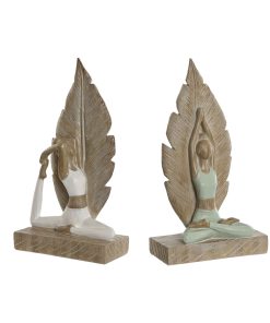 Statua Decorativa Home ESPRIT Bianco Verde Scandi 15,5 x 7,5 x 26,5 cm (2 Unità)