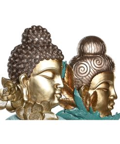 Statua Decorativa DKD Home Decor 22 x 8 x 42,5 cm Nero Dorato Buddha Turchese Orientale (2 Unità)